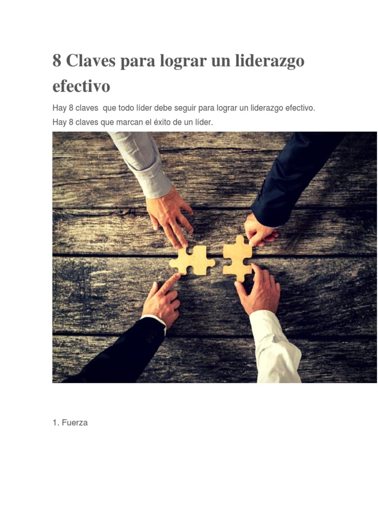 8 Claves para Lograr Un Liderazgo Efectivo | PDF | Liderazgo | Las ...