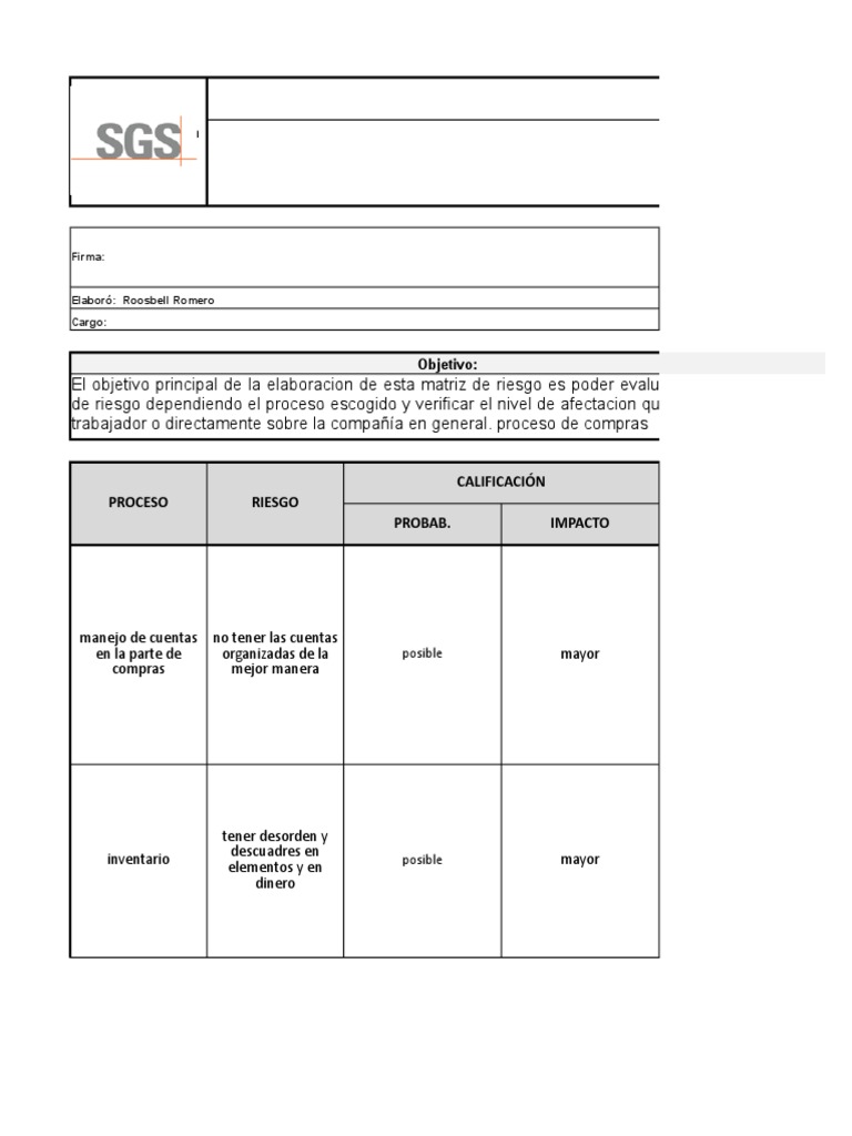 Matriz de Riesgos en Compras Colombia | PDF | Riesgo | Calidad (comercial)