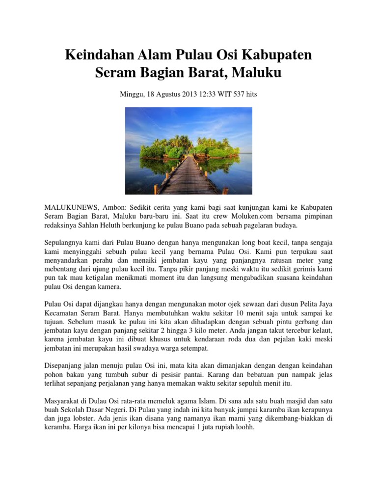 Keindahan Alam Pulau Osi Kabupaten Seram Bagian Barat