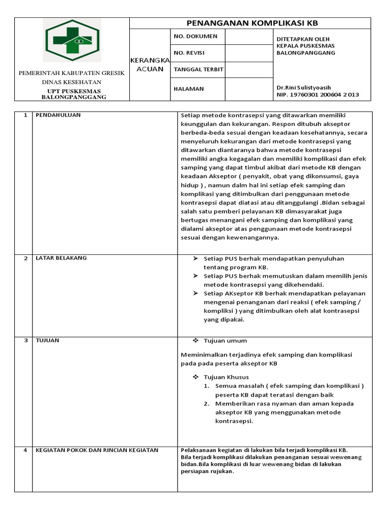 Kak Penanganan Komplksi KB New | PDF