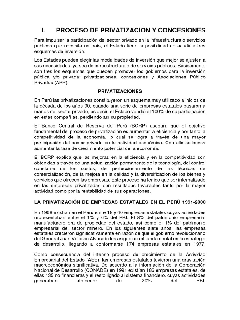 Privatización de Servicios Públicos en Perú | PDF | Privatización | Los ...
