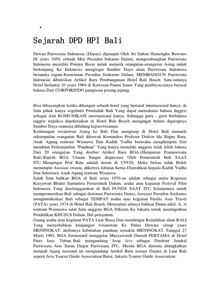 Sejarah Hpi Bali | PDF