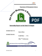 Internship Report On Bank of Punjab 2009 by Kashif MBA Finance 03347019007