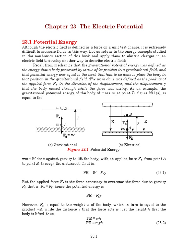 Chapter 23 The Electric Potential | PDF | Potential Energy | Electric Field