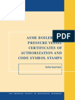 Asme Boiler and Pressure Vessel Certificates of Authorization and Code Symbol Stamps