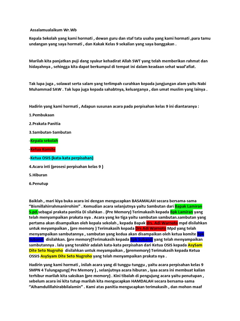 Perpisahan Smpn 4 Tulungagung Kelas 9