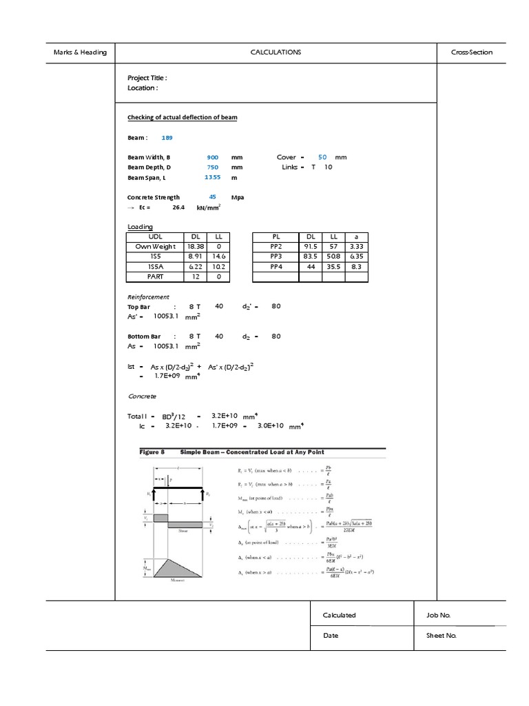 Beam Deflection Calculation Report | PDF