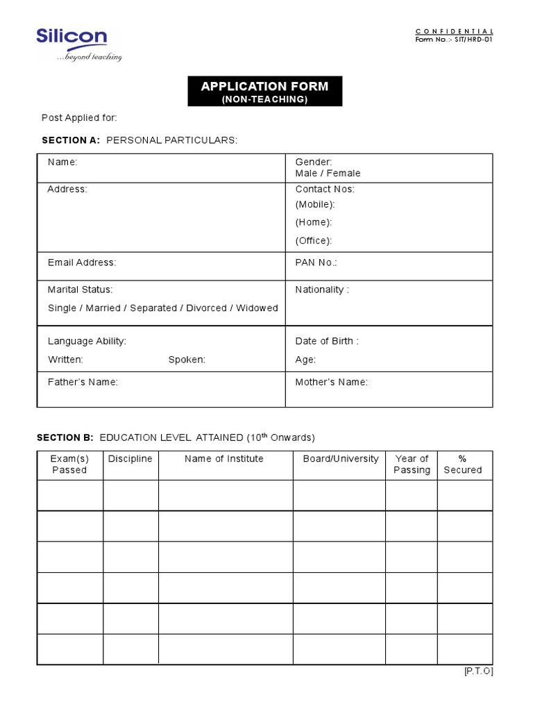 Application Form: Section A: Personal Particulars | PDF