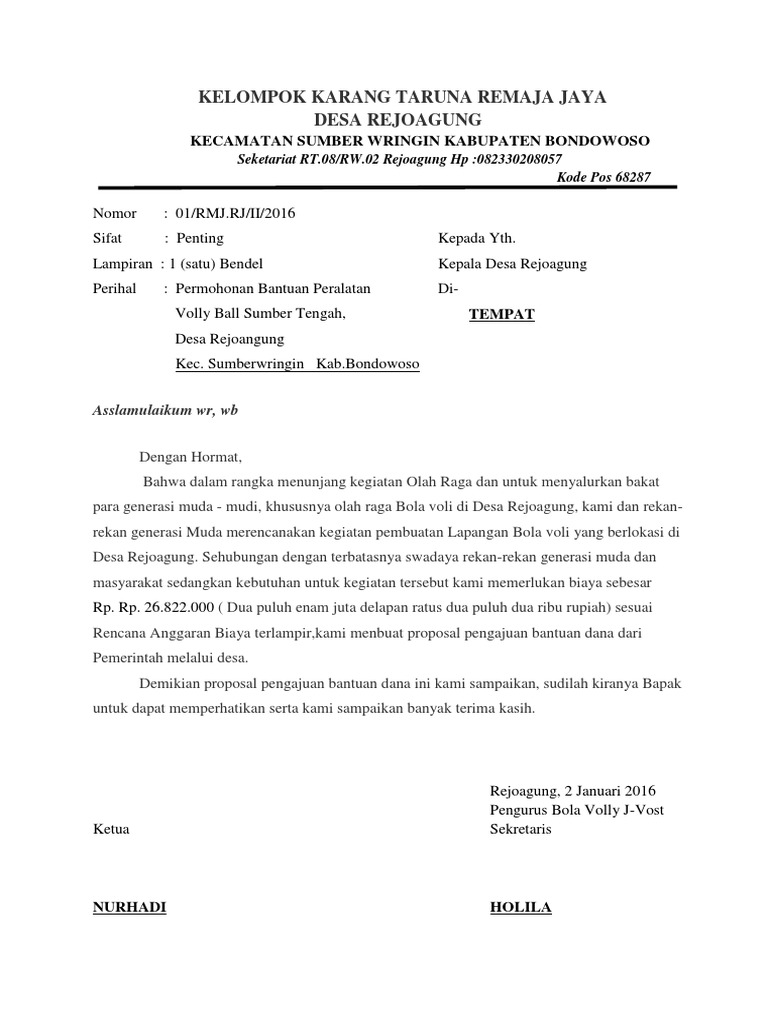 Contoh Proposal Pengajuan Dana Karang Taruna – Berbagai Contoh