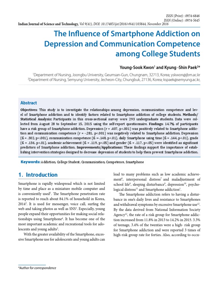 The Influence of Smartphone Addiction On Depression and Communication ...