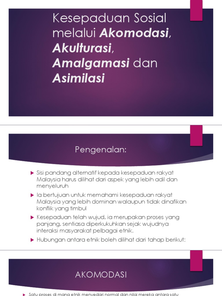 Kesepaduan Sosial Melalui Akomodasi Pdf