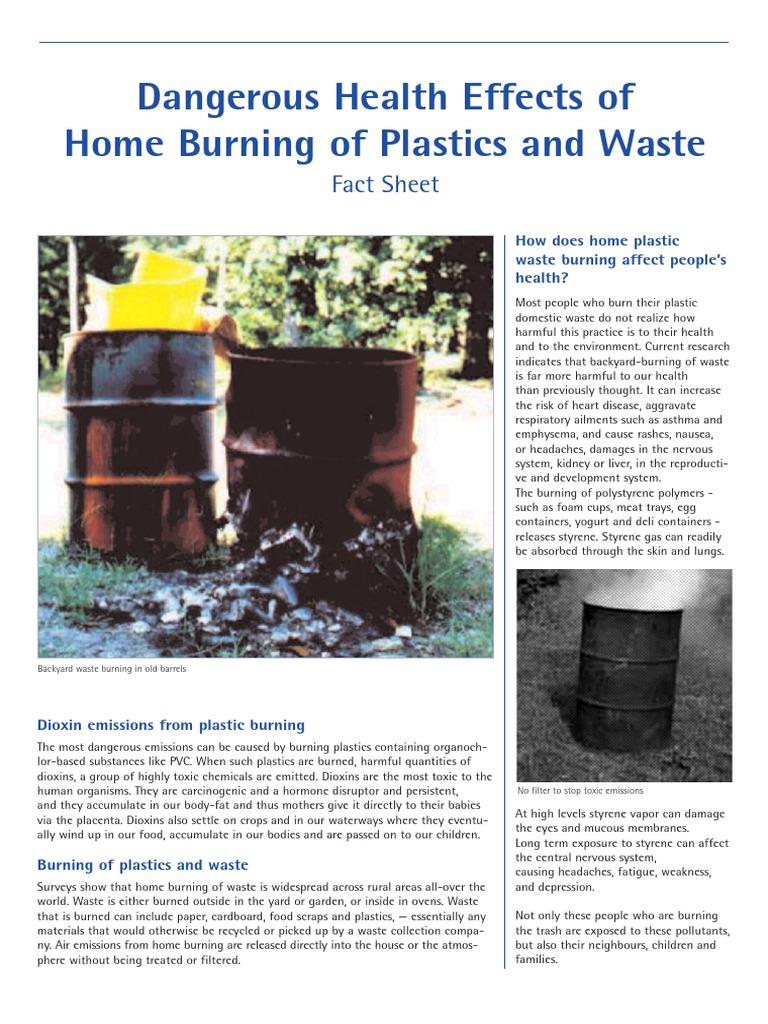 Health Risks of Burning Plastics at Home | PDF | Plastic | Waste Management