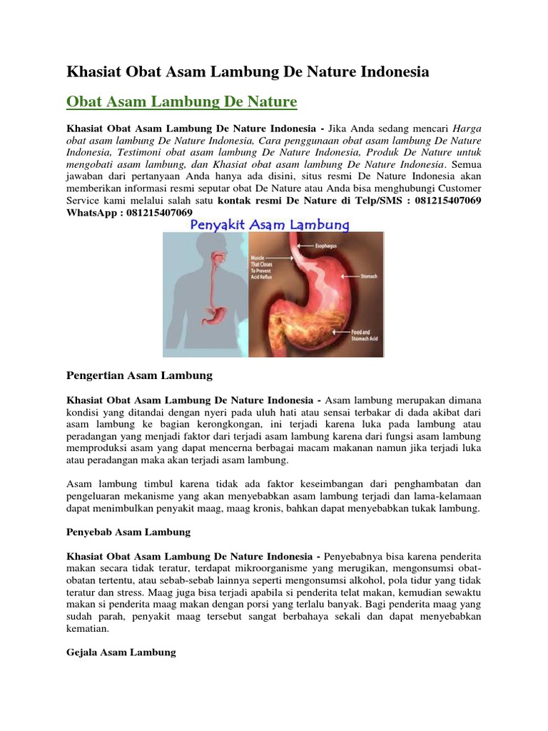 Khasiat Obat Asam Lambung De Nature Indonesia Pdf