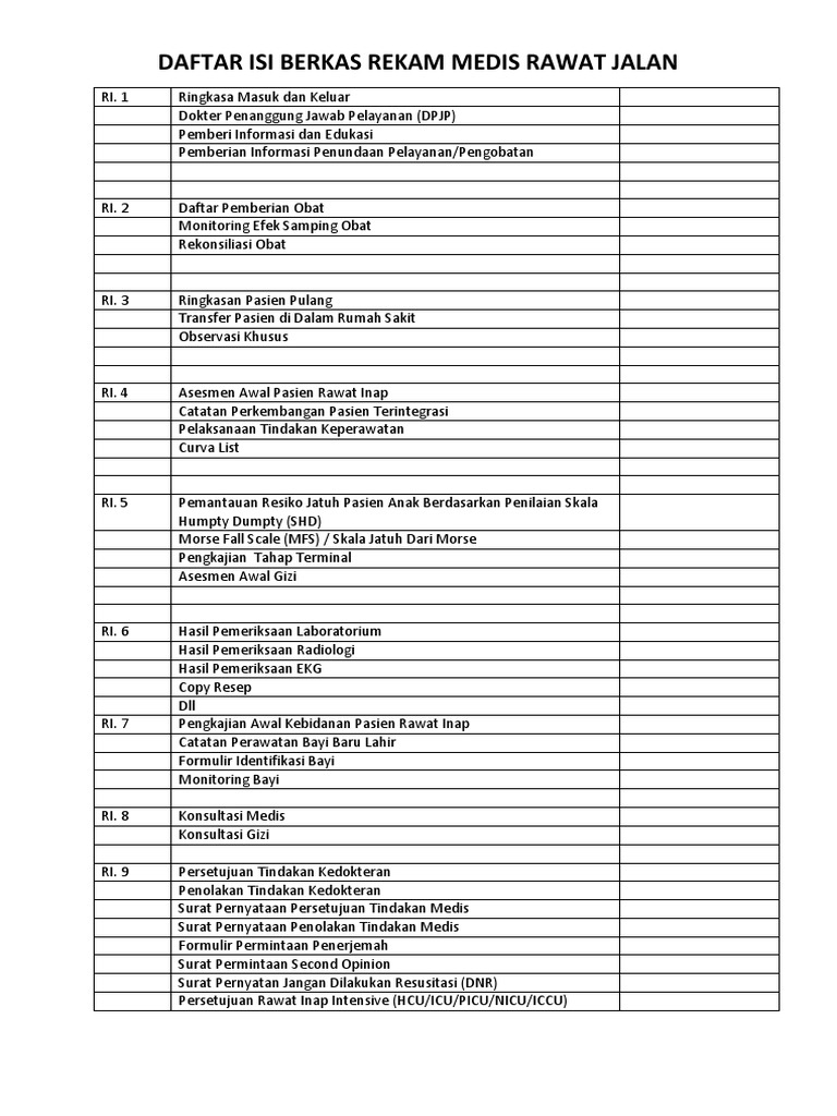 Daftar Isi Rekam Medis Rawat Jalan | PDF | Pengembangan Diri | Sains ...