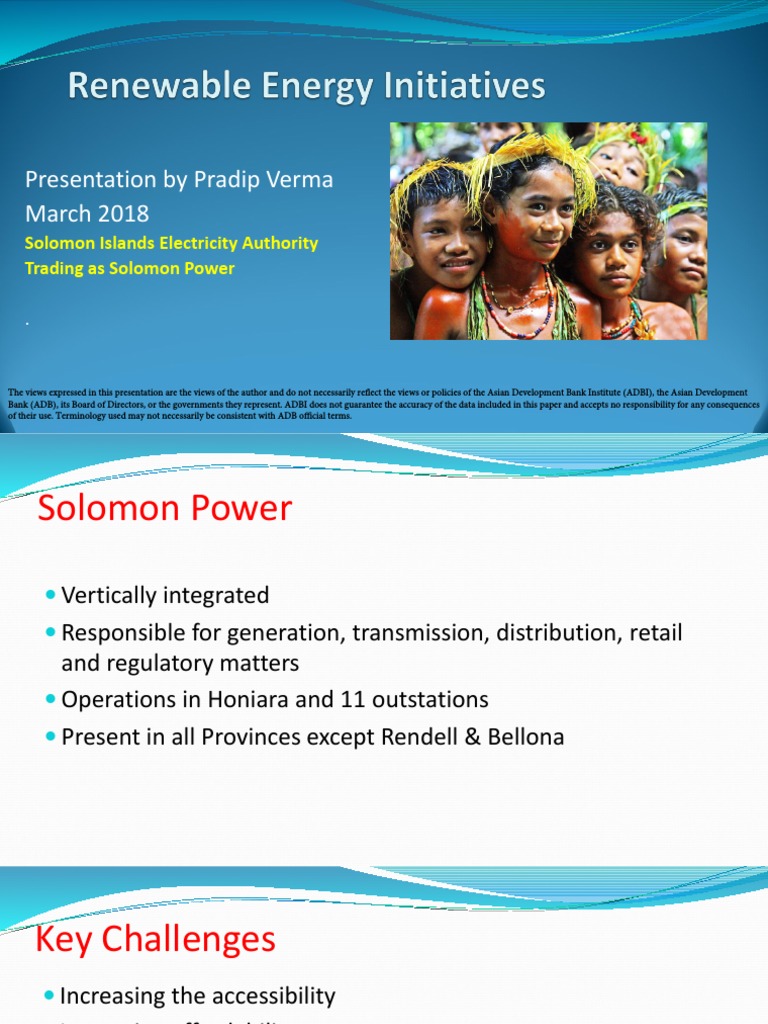 Solomon Power: Challenges & Renewable Initiatives | PDF | Solomon ...
