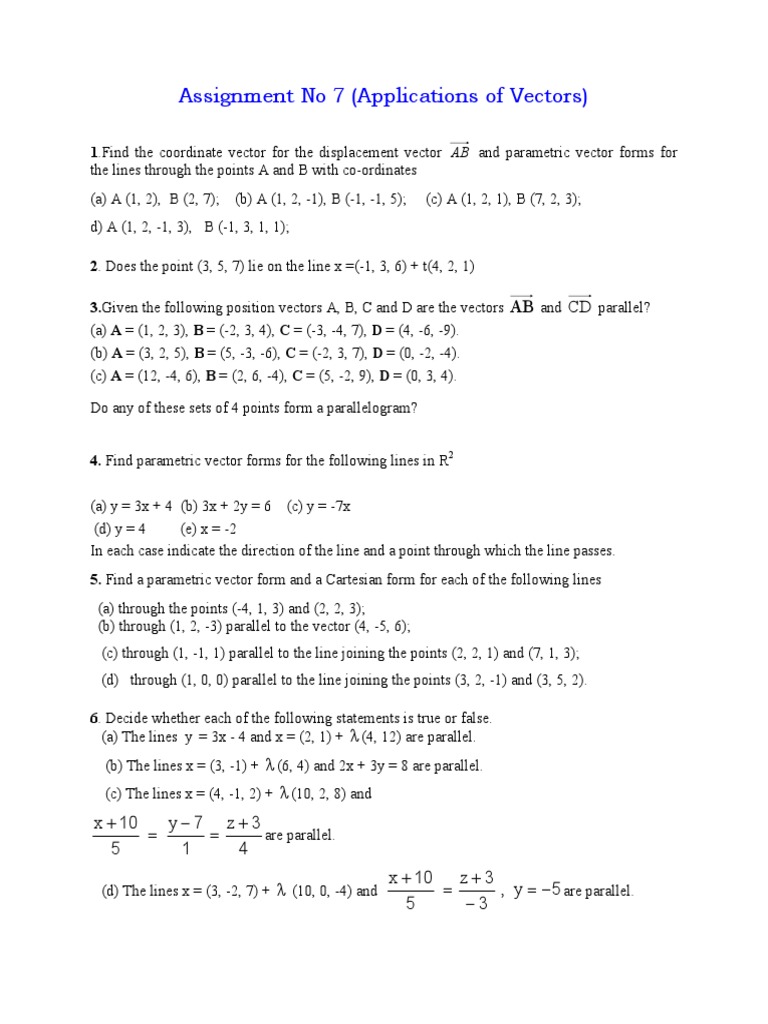 Applications of Vector Mathematics | PDF | Euclidean Vector | Line ...