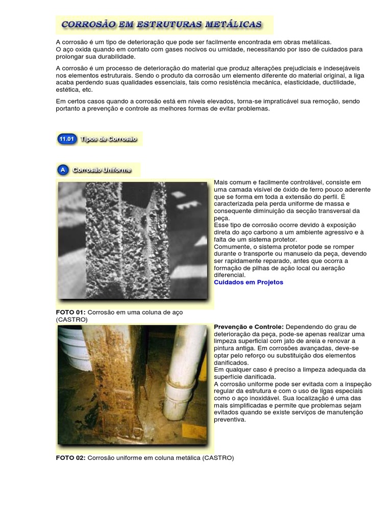 Prevenção e Controle da Corrosão em Estruturas Metálicas | PDF ...