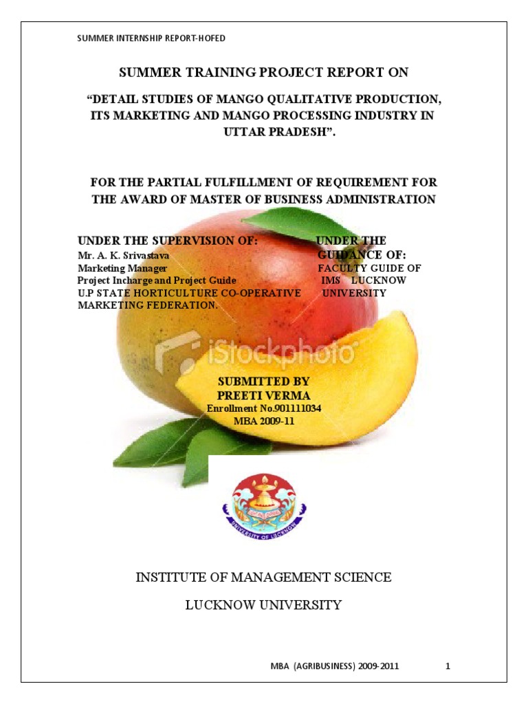 Detail Studies of Mango Qualitative Production, Its Marketing and Mango ...