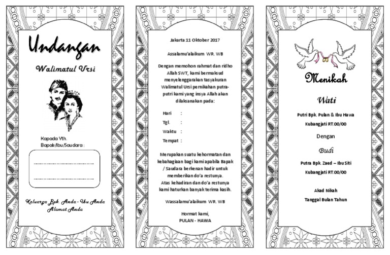 Contoh Seruan Walimatul Ursy Lipat 3 Doc F4