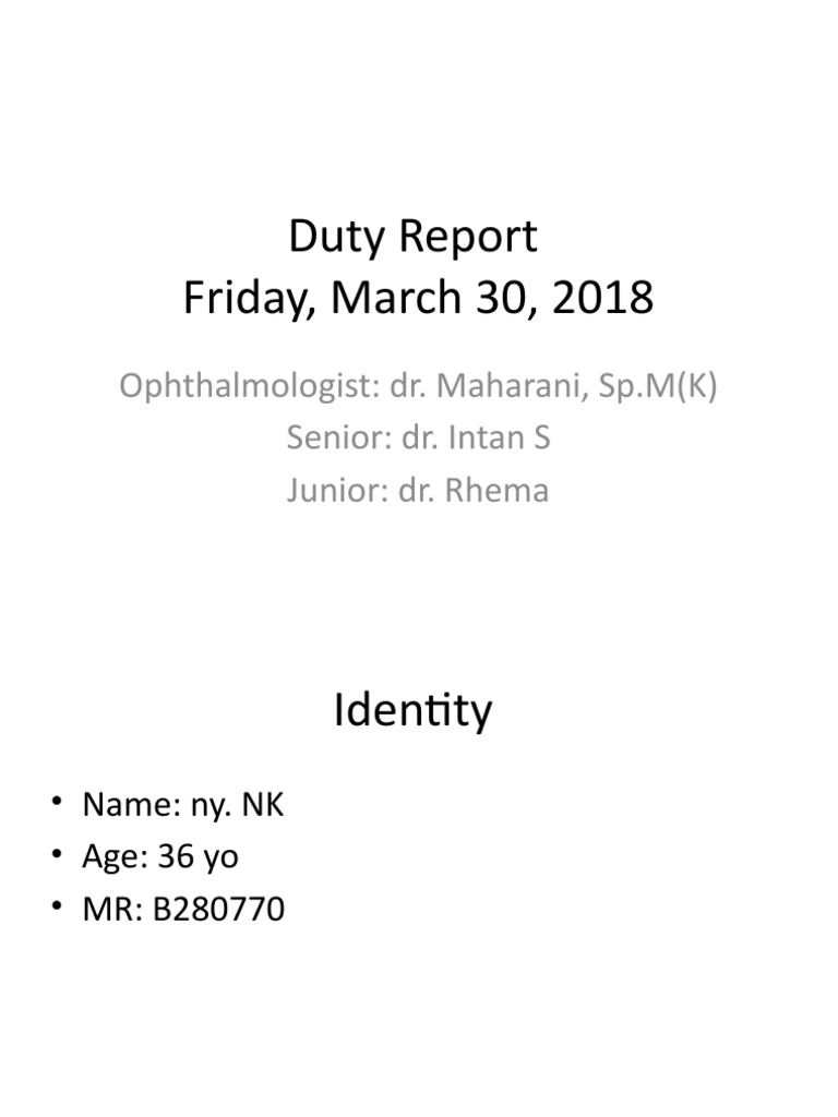 Ophthalmology Duty Report | PDF | Cornea | Eye