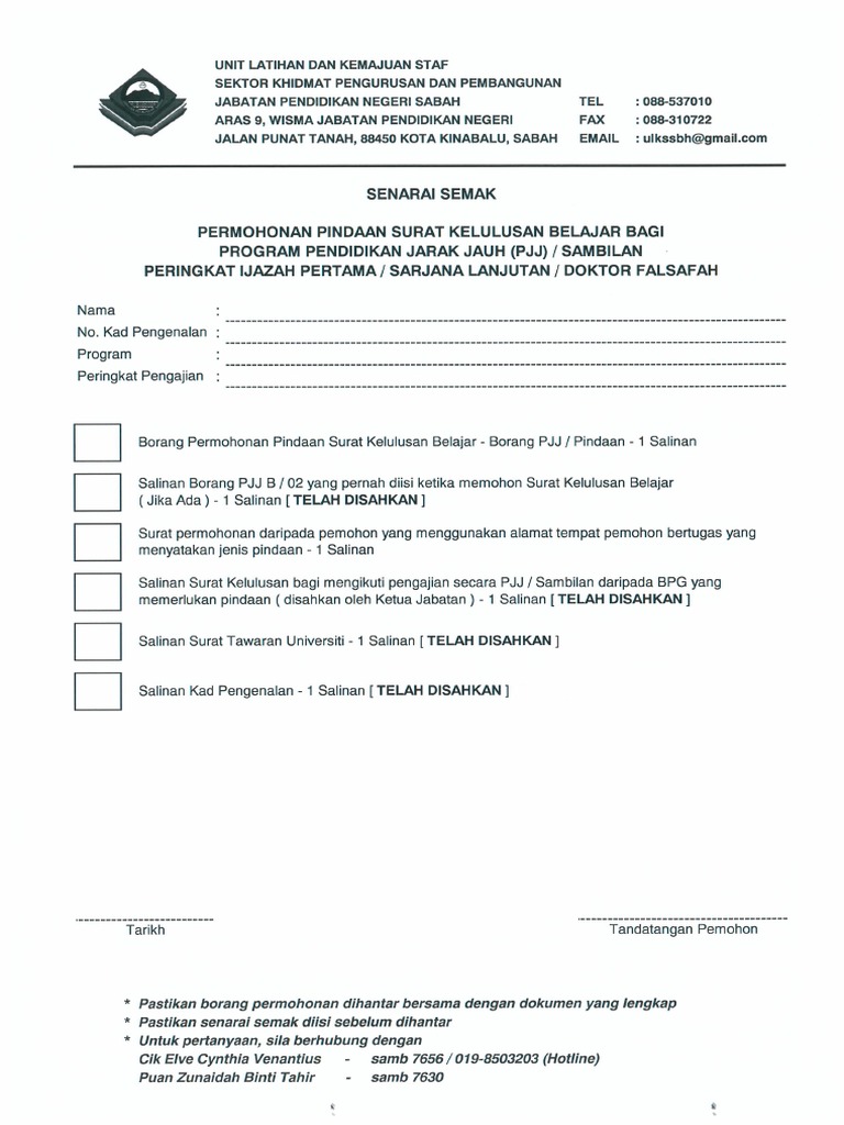 Borang Pjj Pindaan Pdf