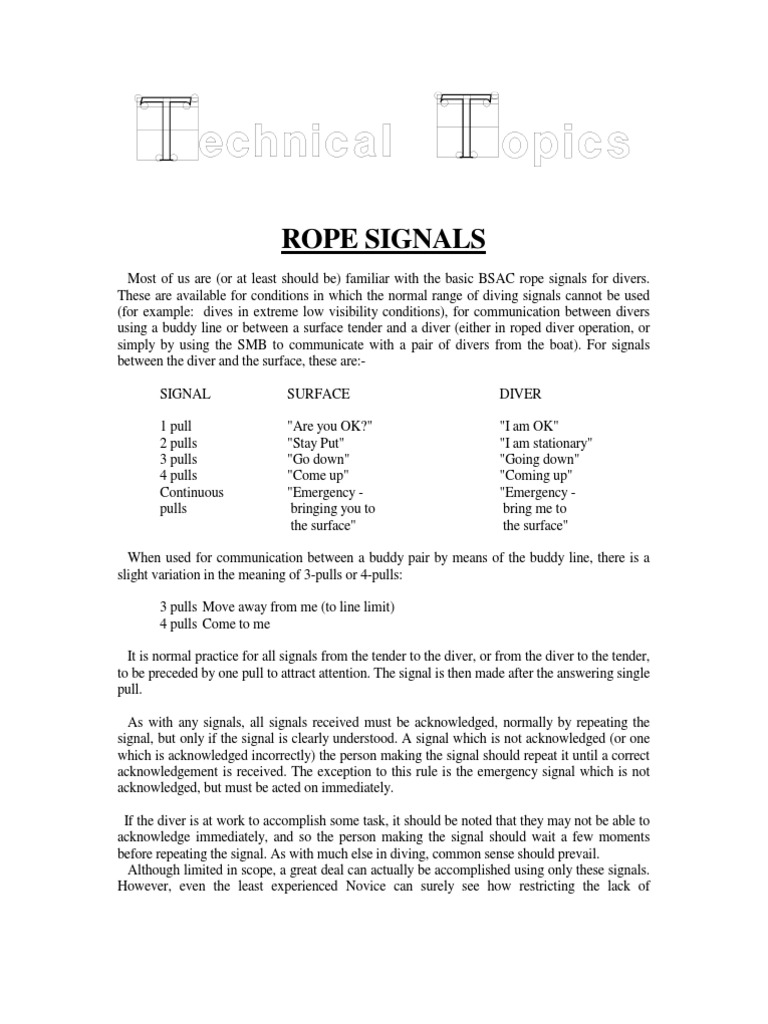Rope Signals for Divers Scuba Diving Underwater Diving