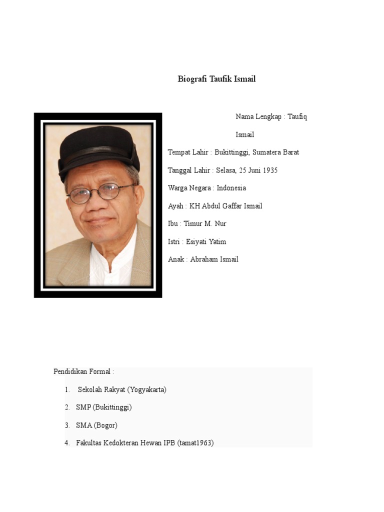 Biografi Taufik Ismail Lengkap Sketsa