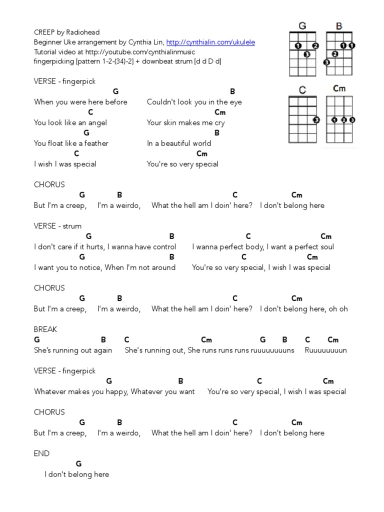 CREEP Beginner Uke Chord Chart PDF PDF Song Structure Singles