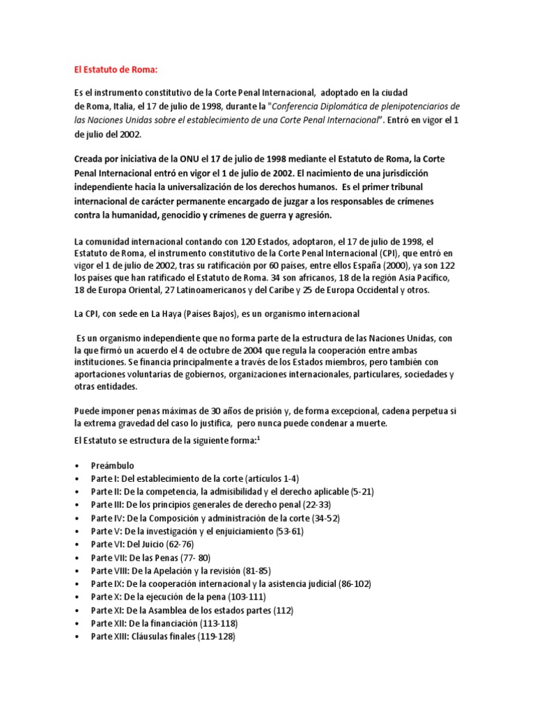 Estatuto de Roma | PDF | Corte Criminal Internacional | Esfera pública