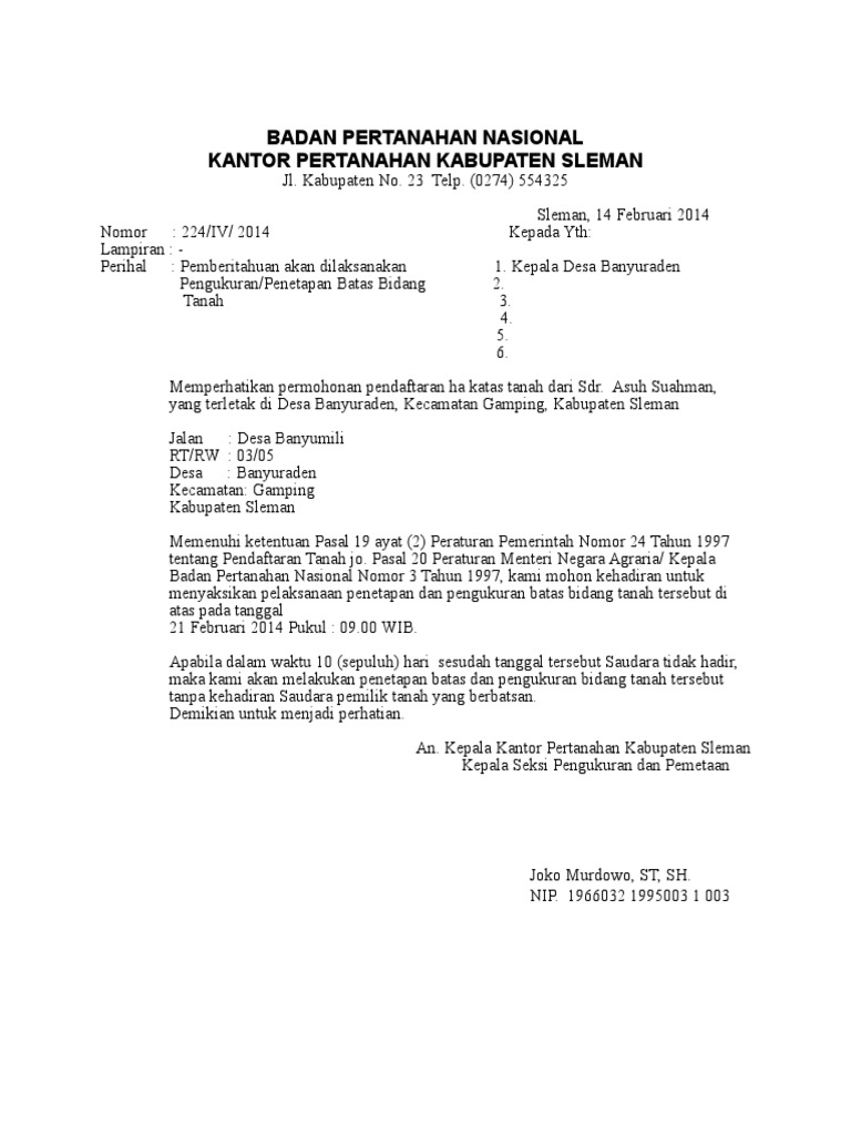 Surat Beritahu Pengukuran Pdf