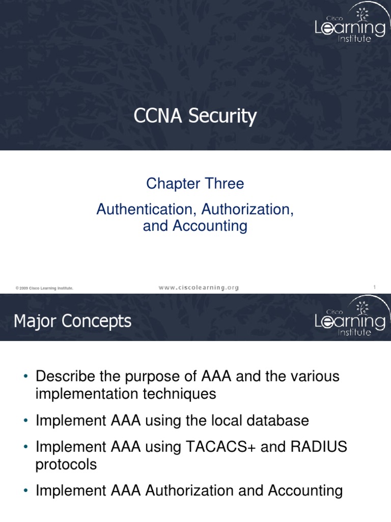 CCNA Security: Chapter Three Authentication, Authorization, and ...