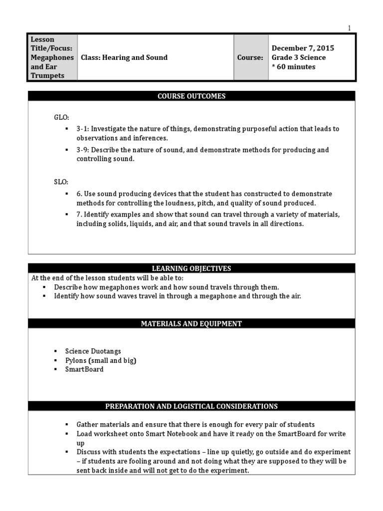 Megaphones Grade 3 Science PDF Sound Hearing