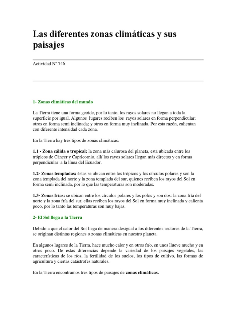 Zonas Climáticas y Sus Paisajes | PDF | Zona tropical | Clima