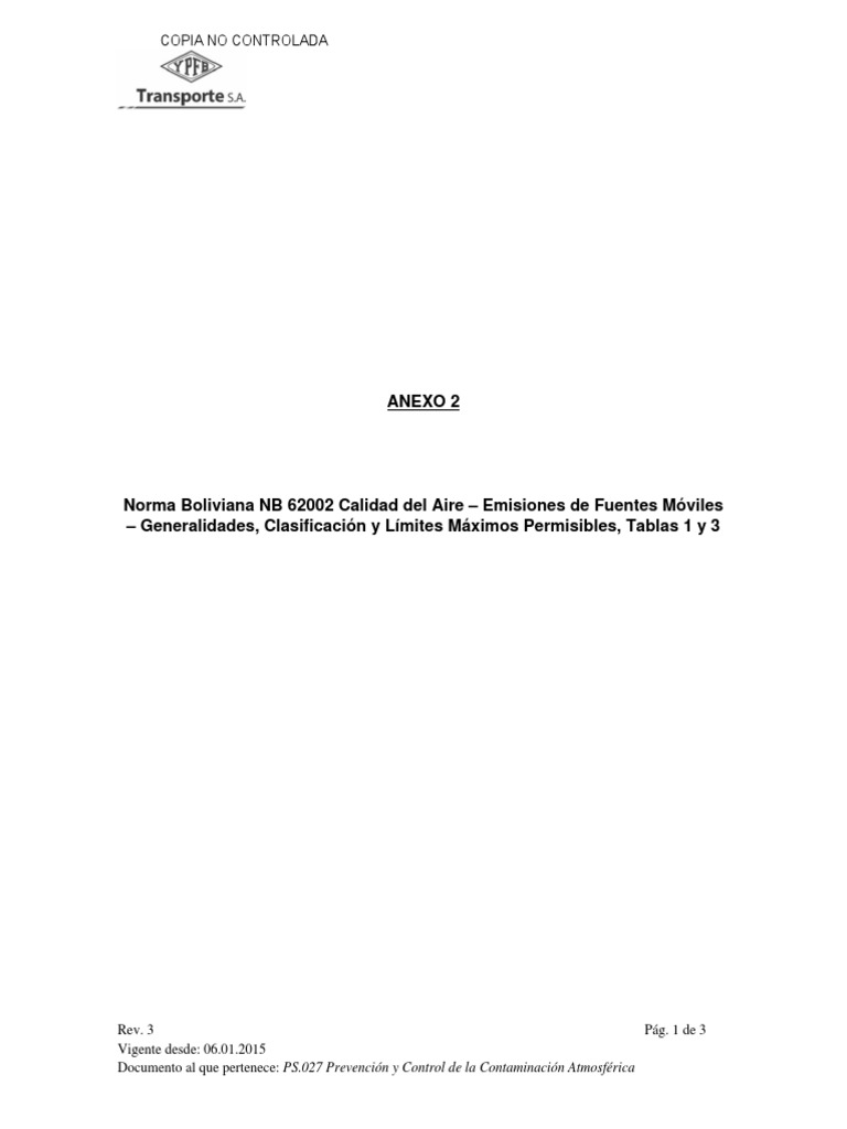 NB 62002 Emision de Gases PDF | PDF