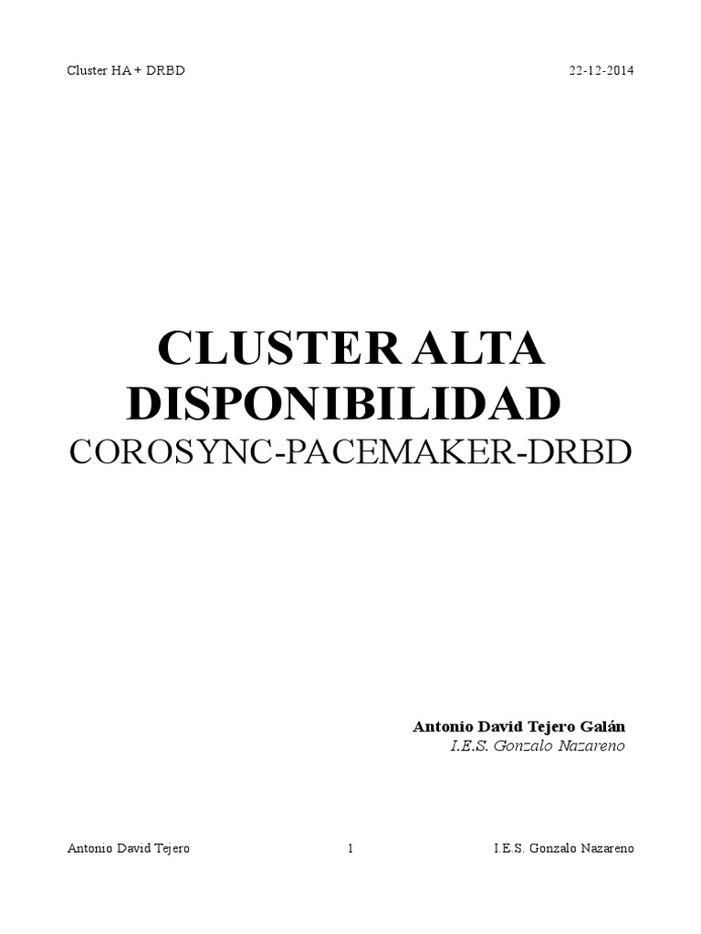 Clúster HA con Pacemaker y DRBD | PDF | Grupo de computadoras ...