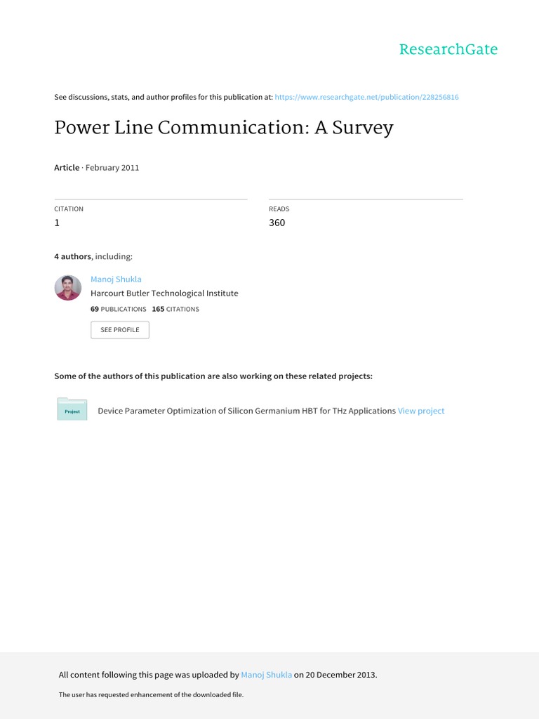 Power Line Communication Overview | PDF | Orthogonal Frequency Division ...