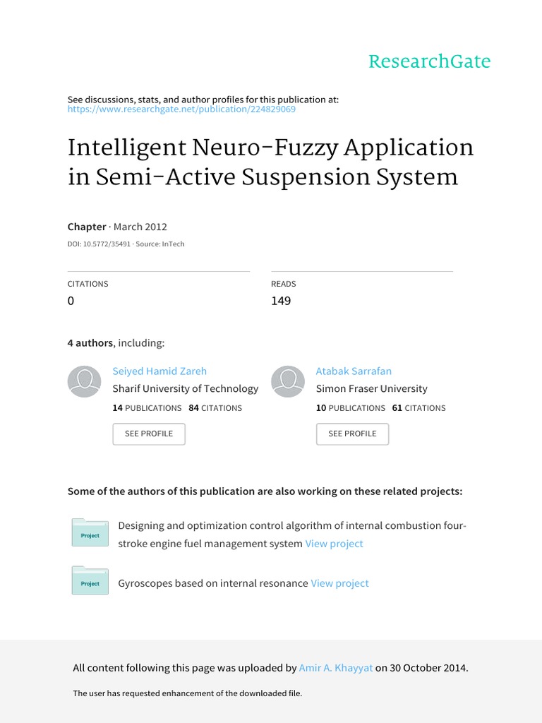 Intelligent Neuro Fuzzy Application in Semi Active Suspension System ...