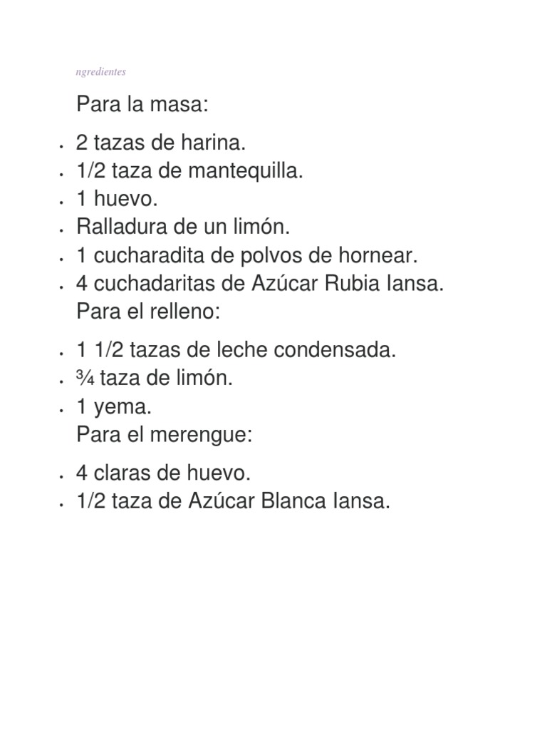 Receta Pie de Limon PDF