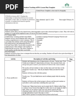 reading lesson plan
