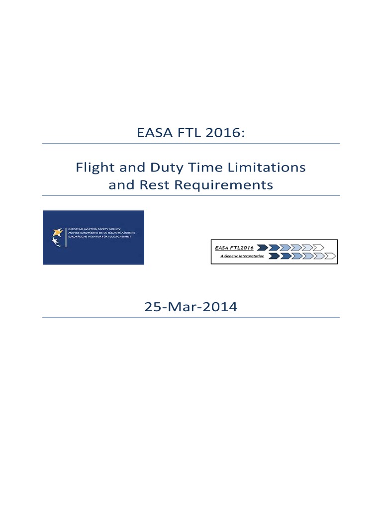 EASA FTL 2016 Flight and Duty Time Limitations and Rest Requirements