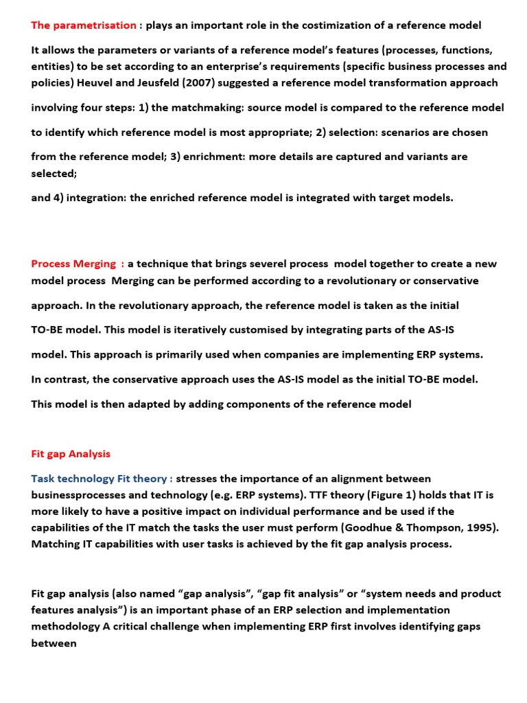 Fit Gap Analysis Enterprise Resource Planning Business Process