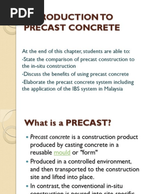 Week 1c Introduction To Precast Concrete Pdf Precast Concrete Concrete