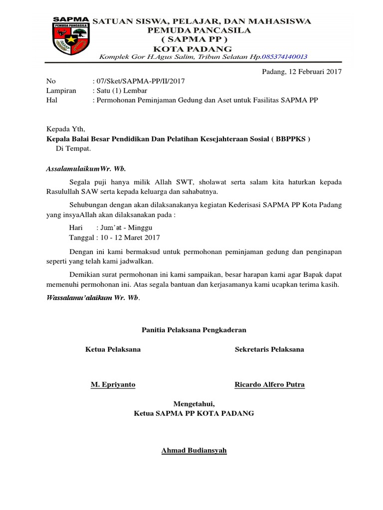 Surat Peminjaman Gedung