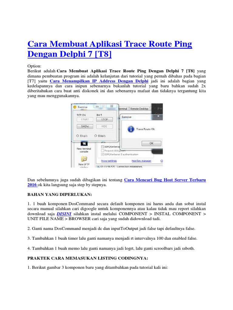 Cara Membuat Aplikasi Trace Route Ping Dengan Delphi 7