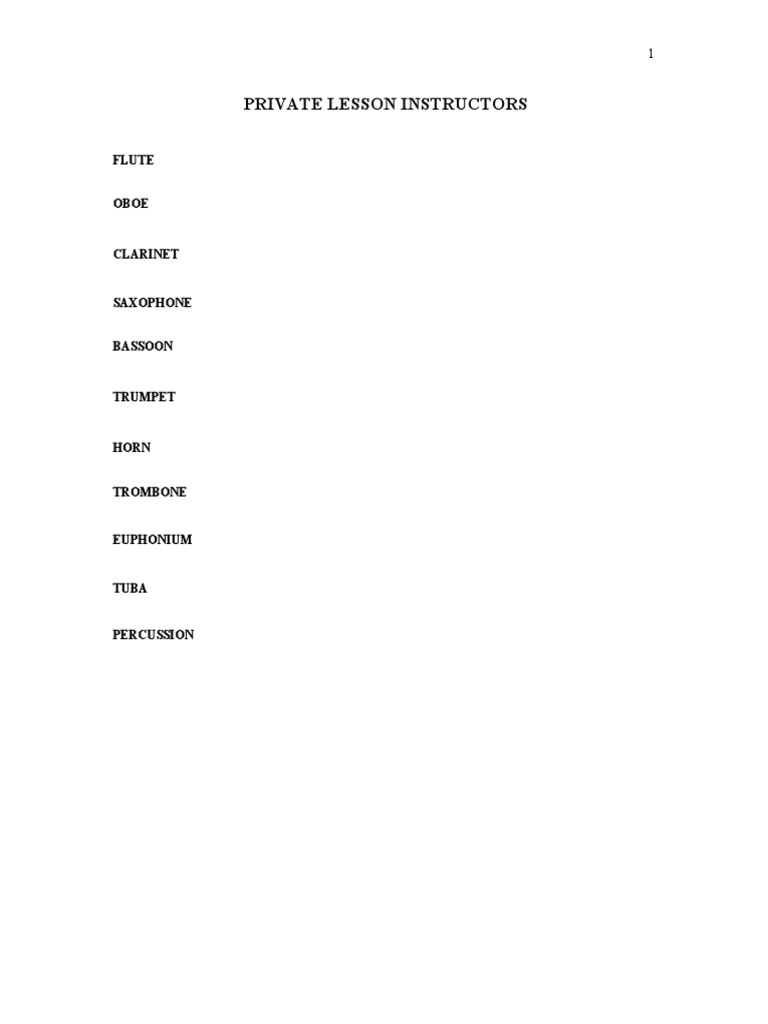 Band Handbook Template PDF Attitude (Psychology) Music Education