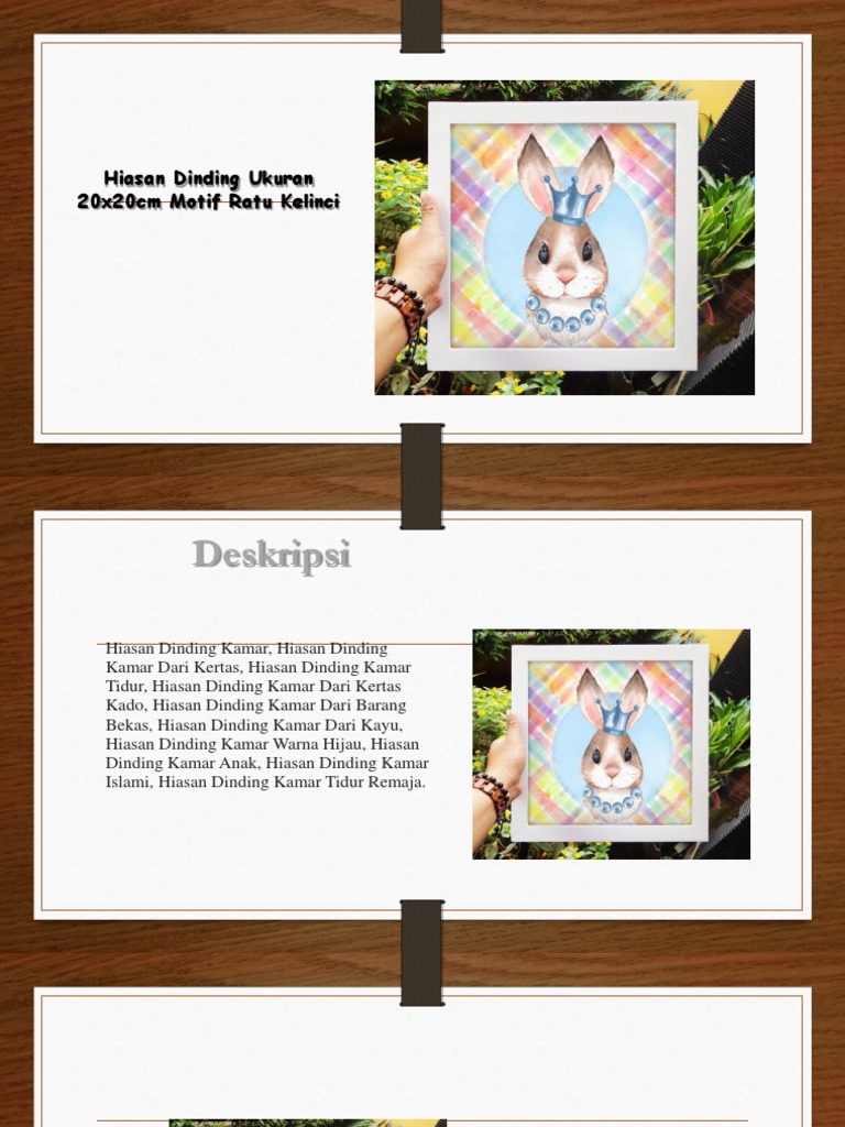 Hiasan Dinding Ukuran 20x20cm Motif Ratu Kelinci