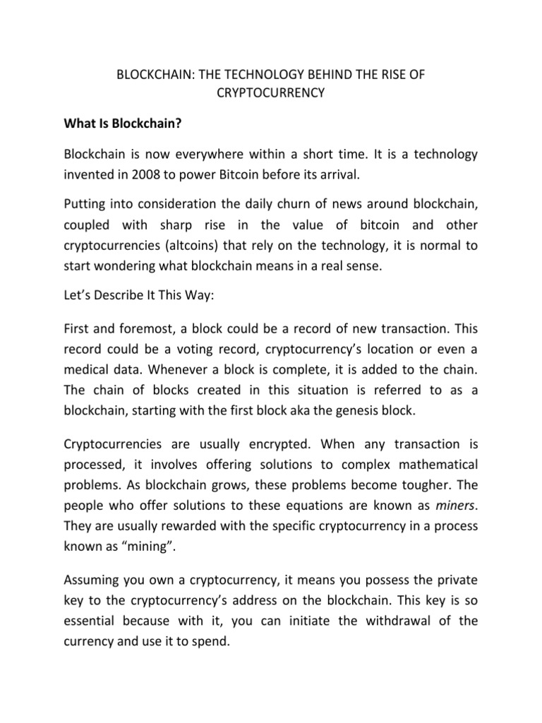 Intro To Blockchain and Cryptocurrency | PDF | Cryptocurrency | Key ...