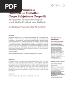 O Corpo Psíquico e Histórico no Trabalho- Corpo Subjetivo e Corpo-Si