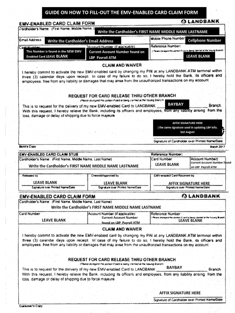 EMV Card Claim Form Instructions | PDF