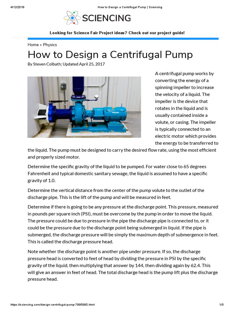 Design Guide for Centrifugal Pumps | PDF | Pump | Pressure